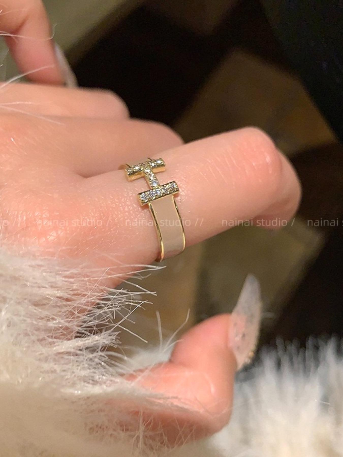 Letter Design Cuff Ring, Adjustable Open Ring, Fashion Jewelry Accessories for Women & Girls, Trendy All-match & Exquisite Jewelry for Birthday Gift, Alphabet Design Ring