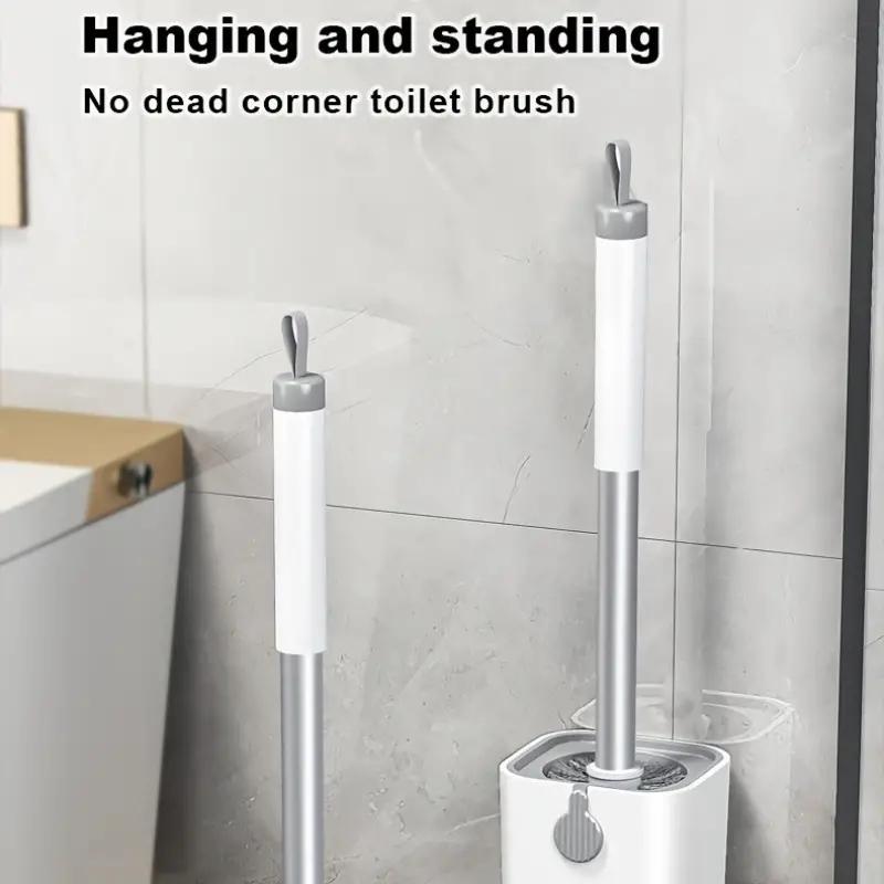Toilet Brush and Holder Set, 1 Set Wall Mounted Long Handle Toilet Brush and Holder, Household Cleaning Supplies for Bathroom, Home Goods, Bathroom Brush Cleaner