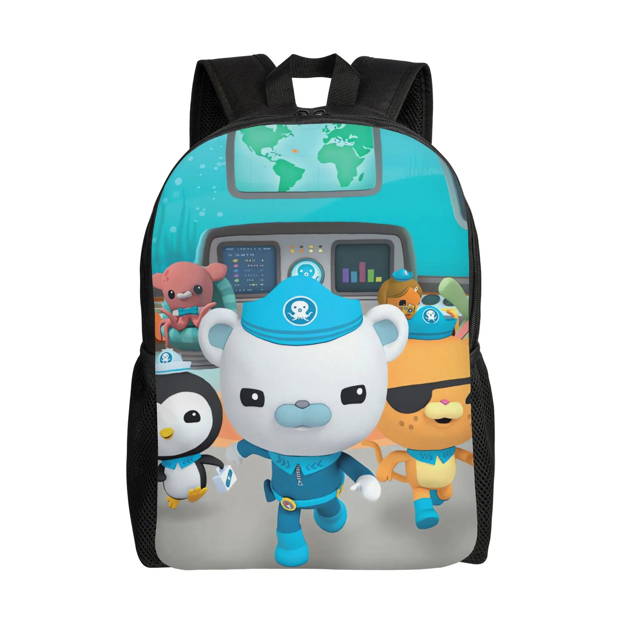 Bucked Up Backpack The Octonauts Captain Barnacles Submarine Control Room Crew Print 600D Oxford Kids School Backpack Lightweight Breathable Padded Straps Multi Pocket Toddler Travel Daypack Hand Washable Book Bag For Ocean Cartoon Fans