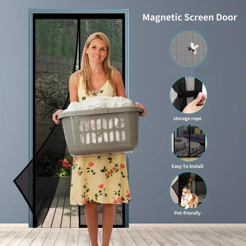 Screen Door, Self Sealing Mesh Partition for Keeps Bugs Out, Pet & Boys & Girls Friendly Screen Door, Door Hardware #TOP PICKS
