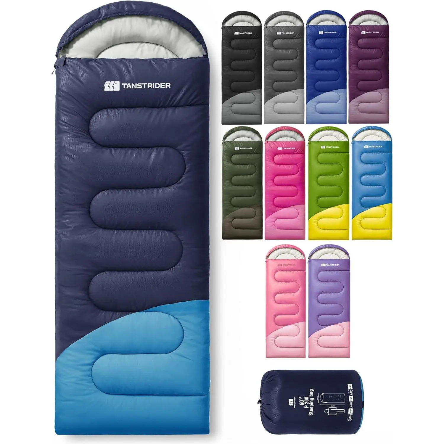 Sleeping Bag for Adults Warm Weather, Compact Lightweight Backpacking Sleeping Bag with Compression Sack, Camping Essentials Gear for Hiking Travel Climbing Outdoor & Indoor Use