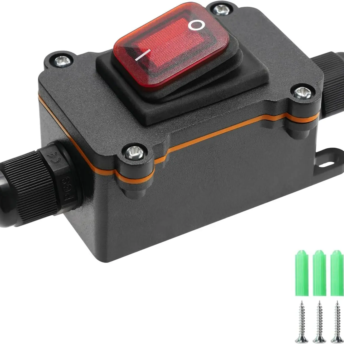 Ip67 Waterproof Ac110-250v Rocker Switch with Indicator Light, 12V Dc Self-Locking Lever Switch, Dpst for Cars/vessels/outdoor Devices, Power Switch