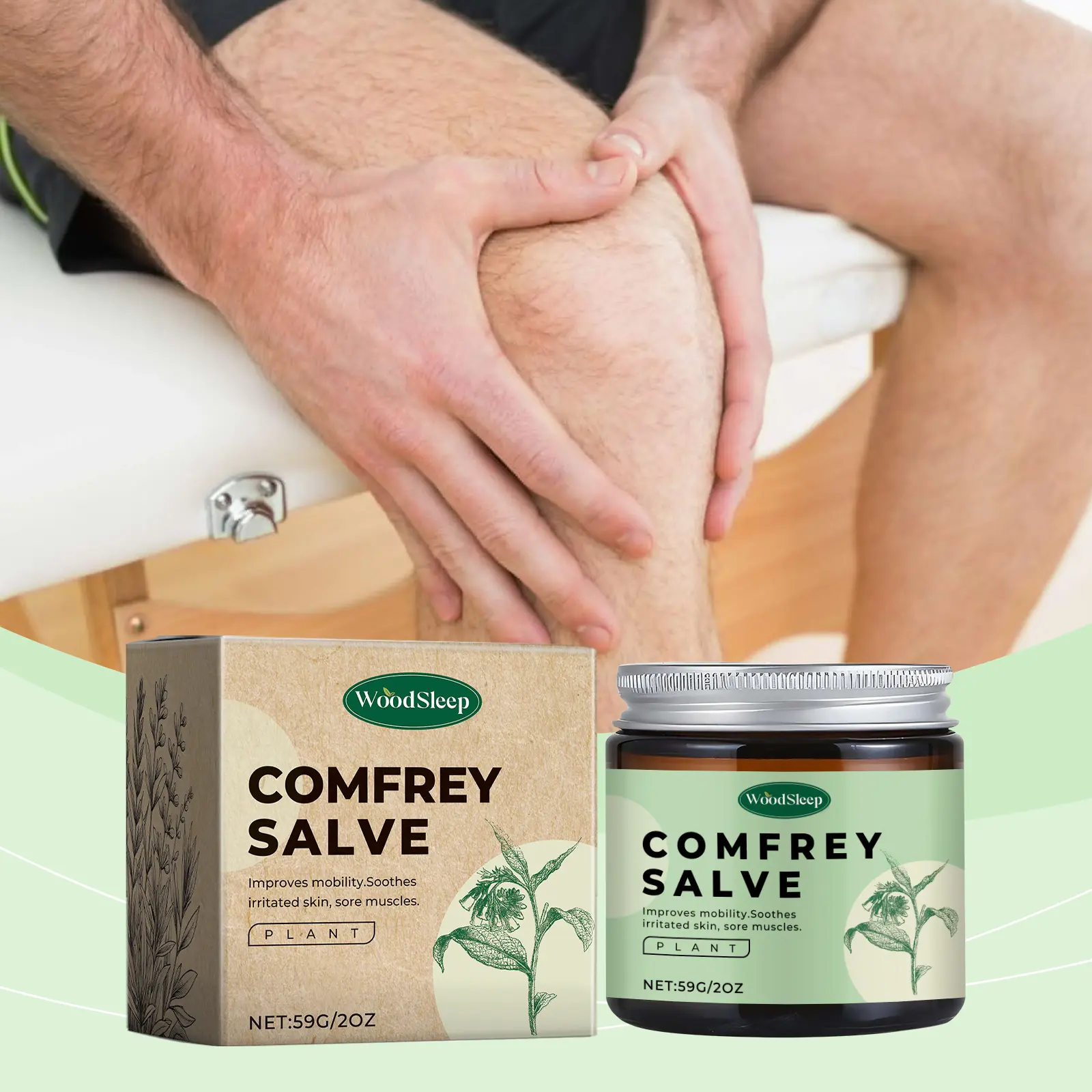 Comfrey Herbal Salve, Plant Based Topical Massage Balm for Neck & Back, Daily External Skin Nurturing Care Cream all-natural soothing Relief Cream