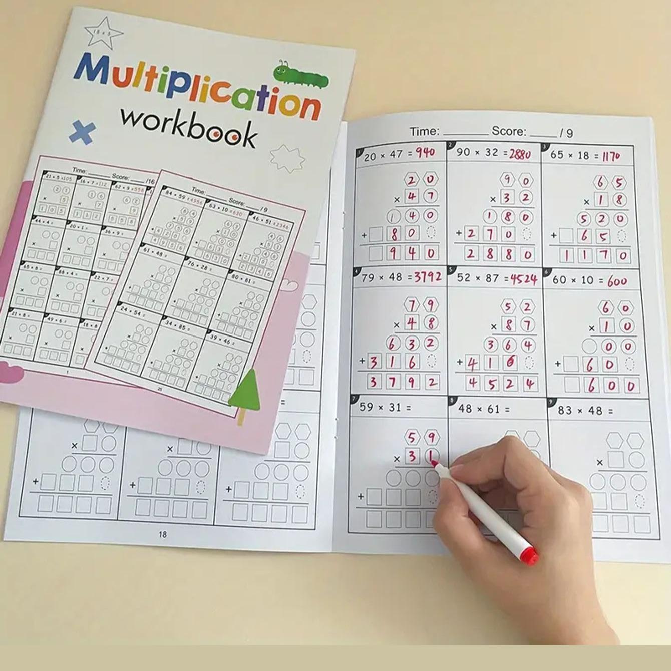 Math Practice Workbook for Grade 3-5 Students, Multiplication & Division Problems Book, Educational Math Activity Book for Daily Use, Classroom Mathematical Skills