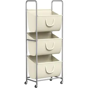 120L Vertical Rolling Laundry Hamper with Removable Bags, 3 Section Laundry Baskets with Wheels, Space-Saving 3 Tier Laundry Sorter for Small Spaces, Dorm, Bedroom, Bathroom, Laundry Room