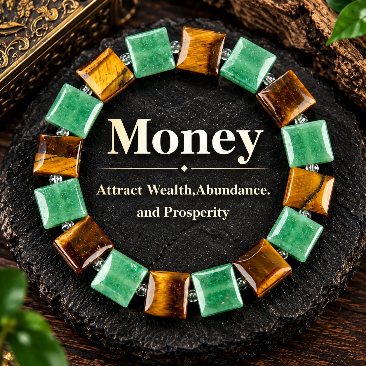 Arpurraina Money Attraction Crystal Bracelet, Green Aventurine & Tiger Eye Natural Stone Beads, Wealth Manifestation, Abundance, Prosperity, Good Luck & Fortune Amulet, Unisex Bracelet for Men Women protection energy balance
