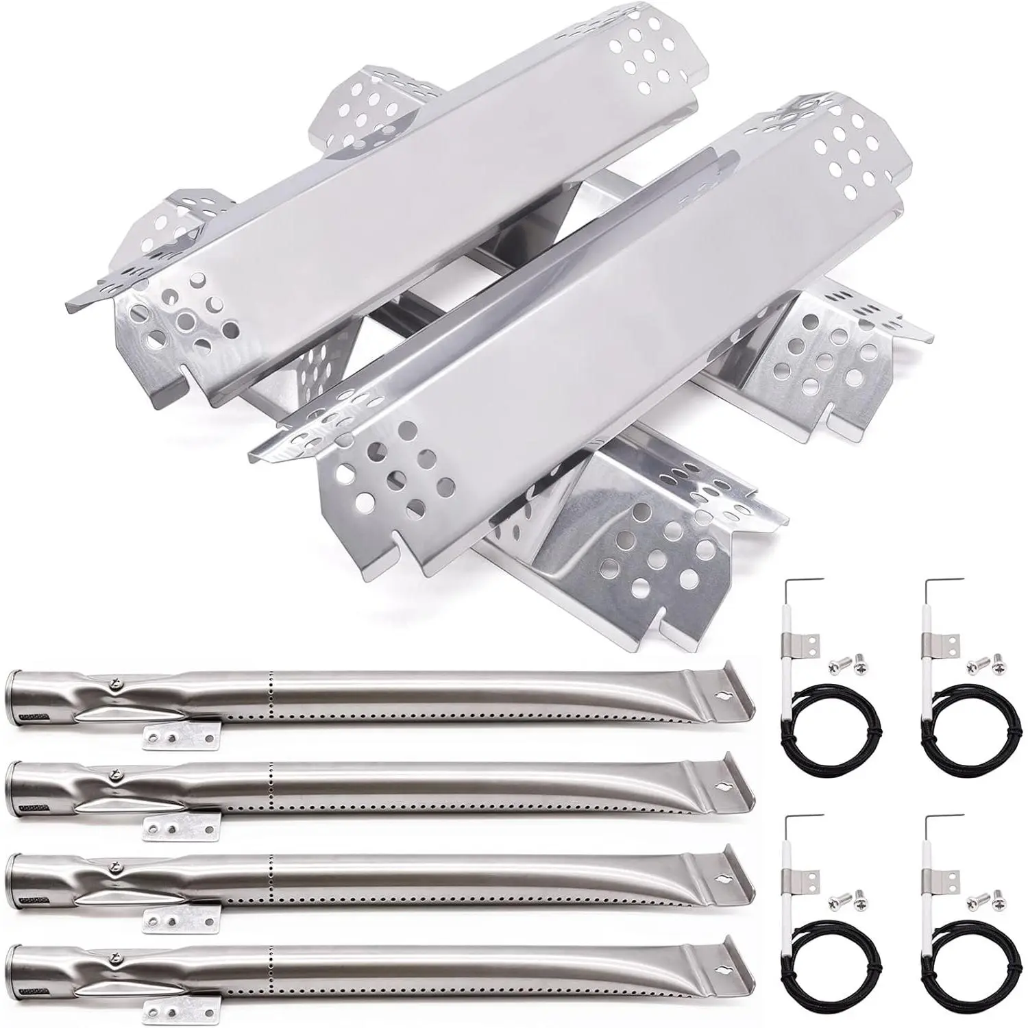 Grill Replacement Parts for Nexgrill 720-0830H, Nexgrill 720-0888, 720-0888N, Grill Burner Tubes, Heat Shield Tent Plates and Grill Igniters Kit Replacement for Home Depot Nexgrill 4 Burner 720-0830H