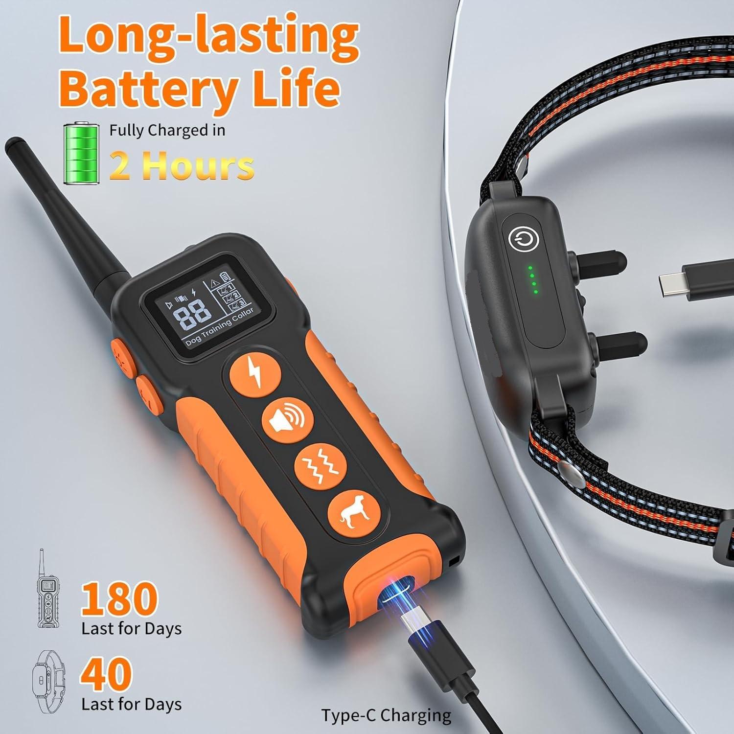 Dog Shock Collar with Remote and LED, 1 Box Waterproof Electric Collar with Beep, Vibration & Safe Shock, Training Collars for Small Medium Large Dogs