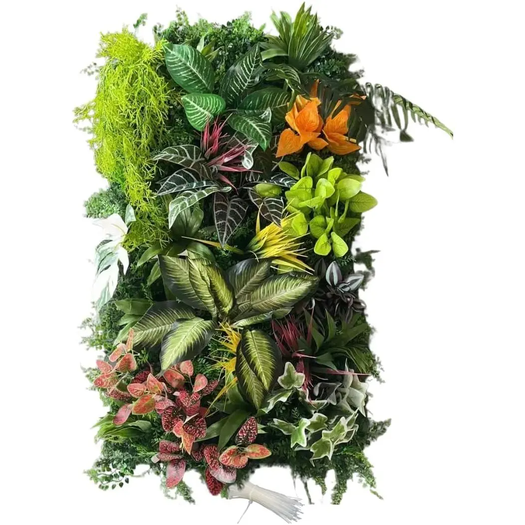 Artificial Grass Panels for  Fence, Faux Greenery Wall Panels 20"x40", UV Protected Grass Wall Backdrop for Outdoor Indoor Garden Wedding Decor - Canyon Bloom, 1 Pack
