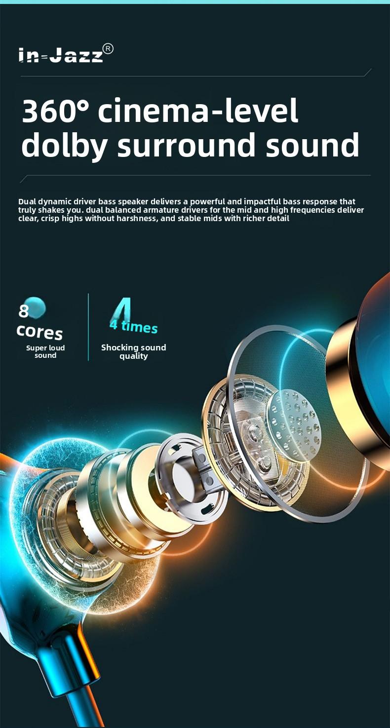 In-ear wired ceramic headphones, angled in-ear sleep headphones, high-quality sound with microphone and in-line controls