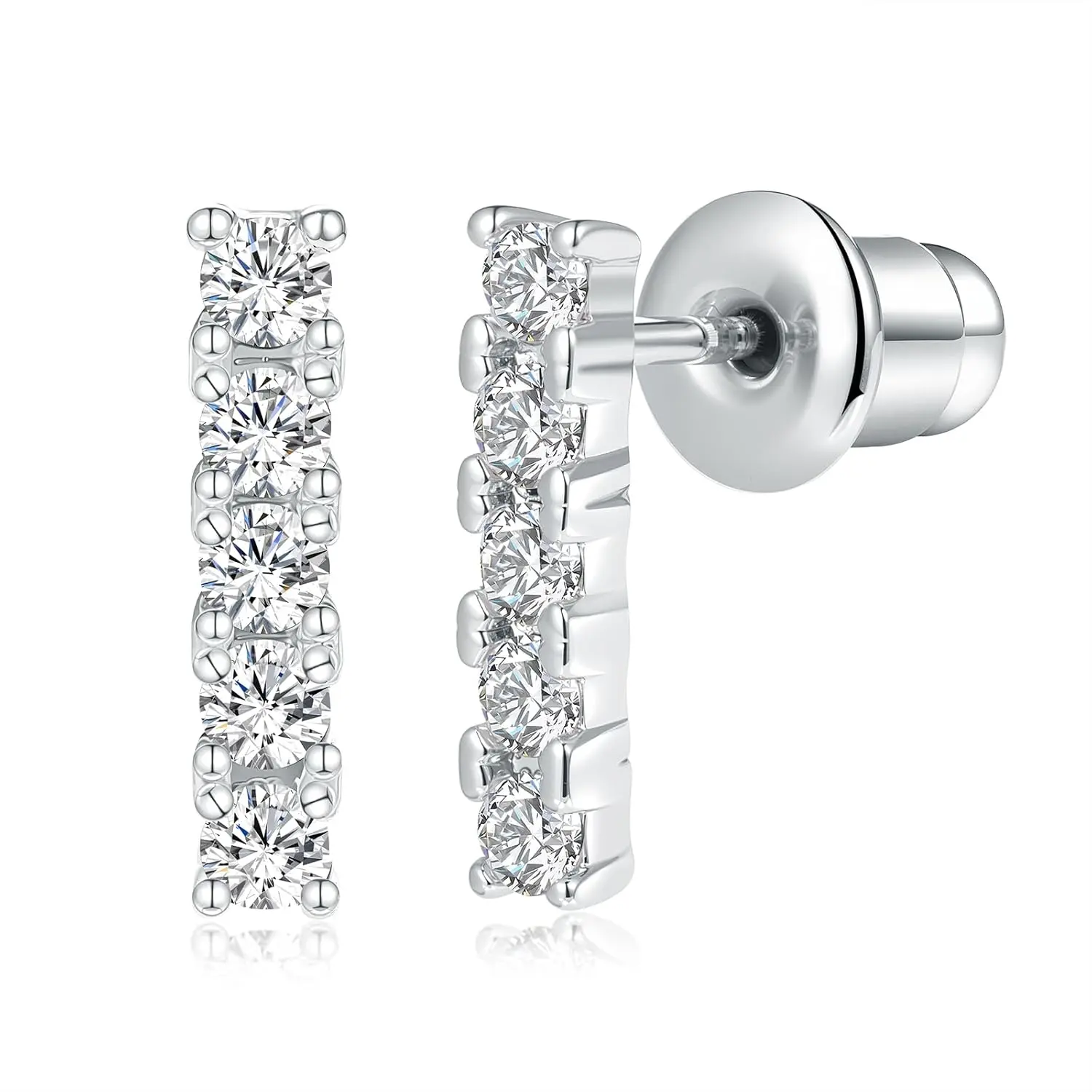 Cubic Zirconia Stud Earrings for Women - Hypoallergenic Earrings for Sensitive Ears - Simulated Diamond CZ