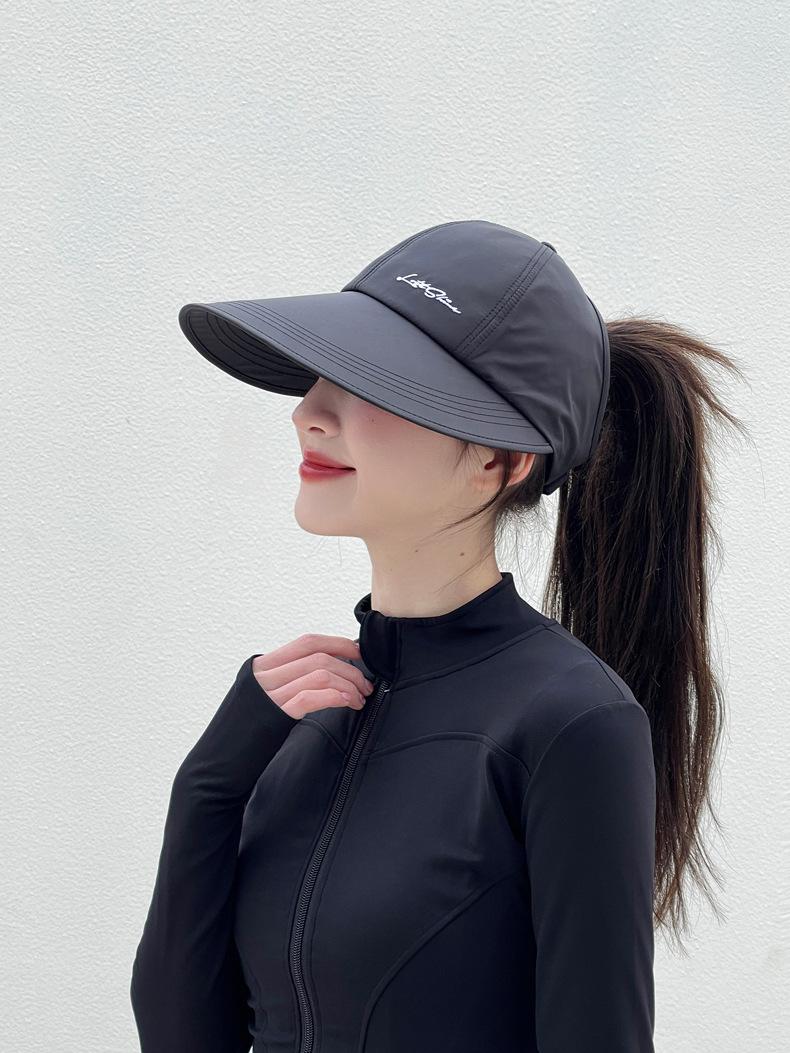 Women'S Wide-Brim Ponytail Sun Hat With Holes, Extra Coverage, Lightweight And Breathable, Suitable For Outdoor Travel, Beach Excursions, Daily Casual Wear, Unisex, UV Protection Fishing Sun Hat, Adjustable For Summer Leisure