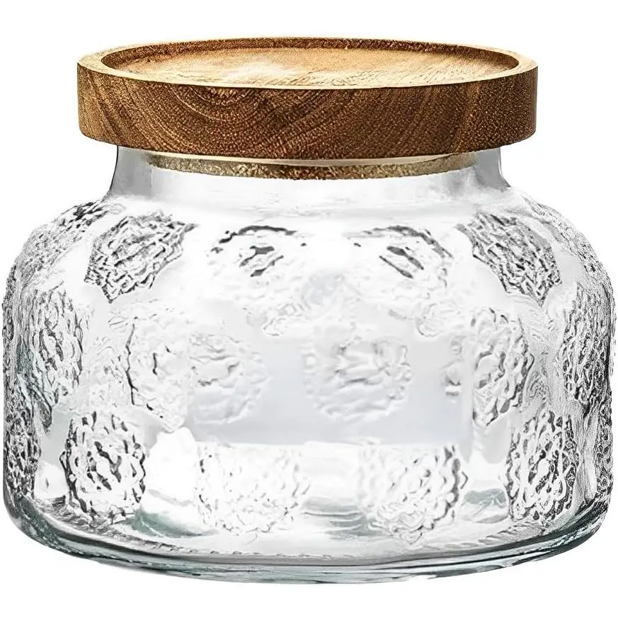 25.4 oz  Glass  Storage Jar with Snowflake  and  Lid | Coffee, , Oatmeal, Sugar, Flour, Cereal, Rice, Beans, Spices, Candy, Cookies, Jam, Nuts, , Pantry, Kitchen