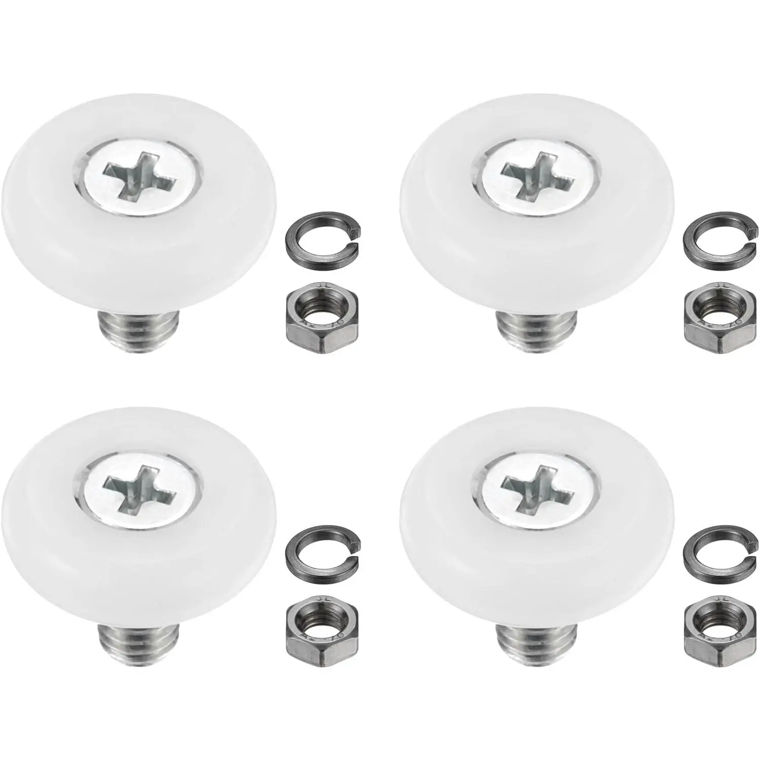 22mm Drawer Rollers, 4 Set Nylon Positioning Pulleys Small Drawer Pulley  Wheel with Spring Washer and Nut for File Cabinet Slides, White