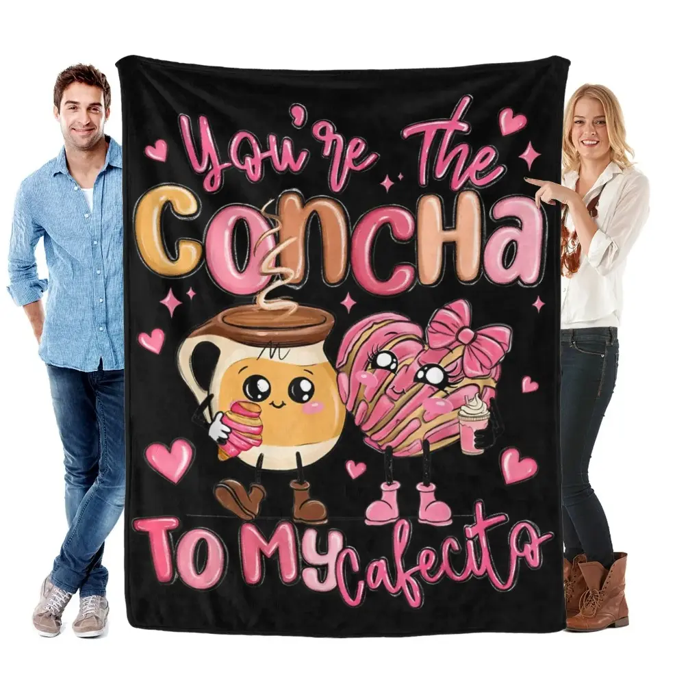 Soft Flannel Blanket with 'You Are The Concha To My Cafecito' Print, Baby Blankets and Adult Blankets - Funny Mexican Throw Blanket, Plush Cozy Gifts for Women, Decorative Blanket for Couch, Sofa and Bed, Holiday Gift Home Decor birthday gift