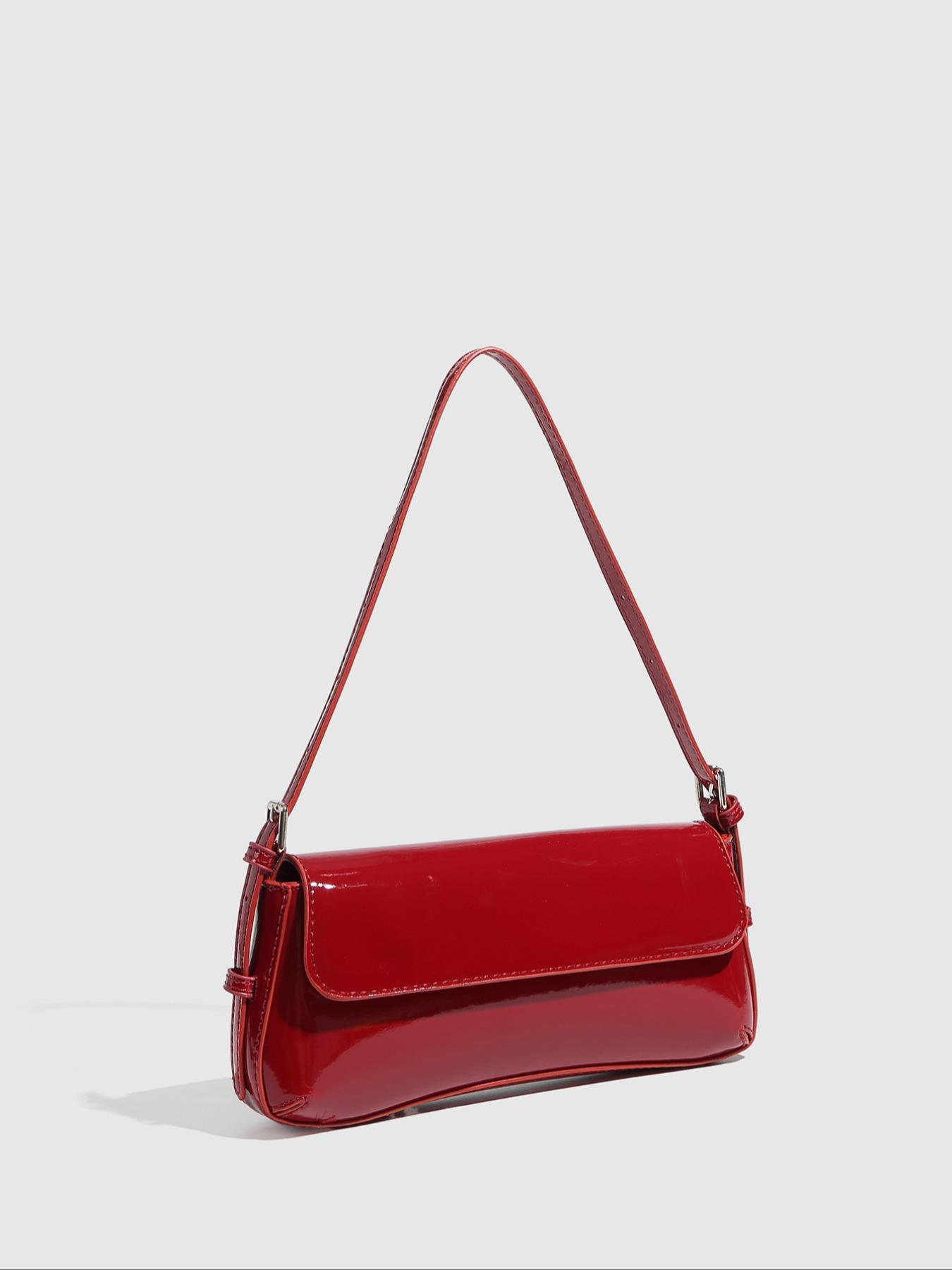 Women's Solid Color PU Leather Shoulder Bag, Fashionable Shoulder Bag for Daily Used, Casual Trendy Versatile High-quality Daily Commuting Bag, Elegant Bags, Shoulder Bag Crossbody