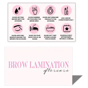 100 Pack 3.5x2.1" Brow Lamination Aftercare Instruction Cards for Brow Lamination Kit Eyebrow Lamination Supplies