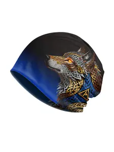 Viking Norse Mythology Fenrir Wolf Open-Top Beanie, Outdoor Cycling Hiking Sports Cap, Unisex Christmas Gift, Polyester Outdoor Headwear
