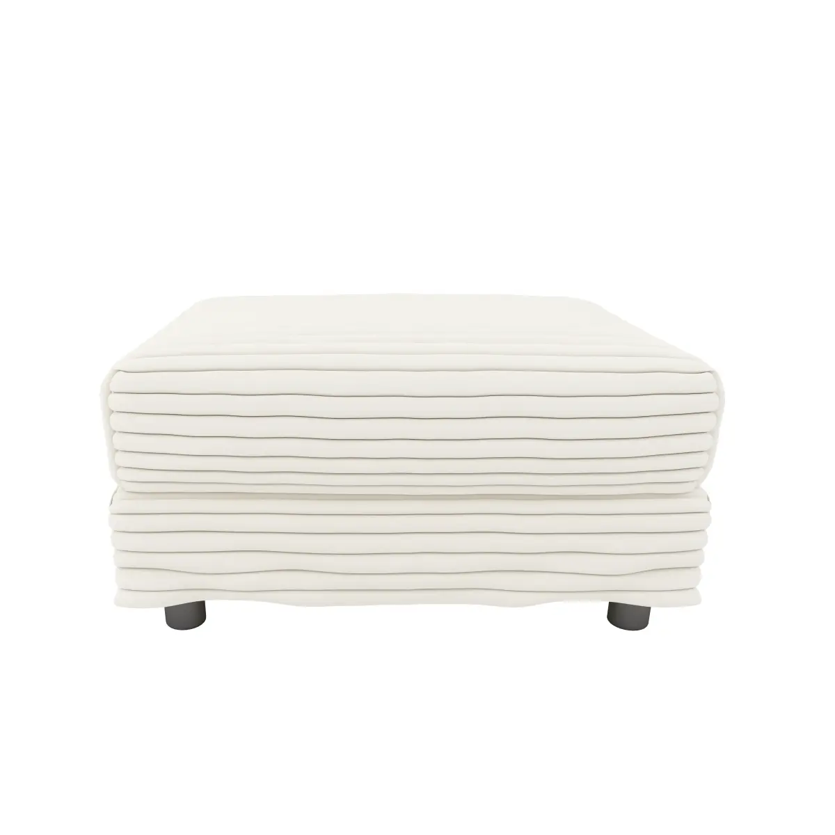 Fahuac Modern Plush Corduroy Cube Ottoman Stool, 31.5" W x 23.6" D x 15.76" H Beige-White, 26.45 lbs, Solid Wood Frame, High-Density Foam, Compact Space-Saving Block Shape, Indoor Living Room Ottomans, Pre-Tested Cleaning Methods, Assembly Required
