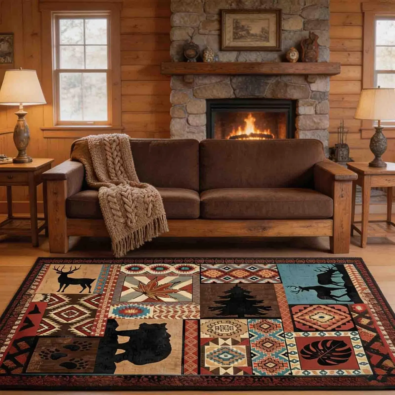 Washable Area Rug 3x5, Rustic   Rugs for Entryway Non Slip Low Pile Southwestern Area Rugs  Large Soft Carpet for Bedroom Office Kitchen Dining Room