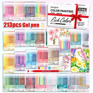 Languo 213pcs Gel Pen Set, 0.6mm Tip, Rich Colors, Large Ink Capacity, Ideal for Office, Drawing, Journaling, DIY Art Projects, Gift Box, Bulk Graduation Pens