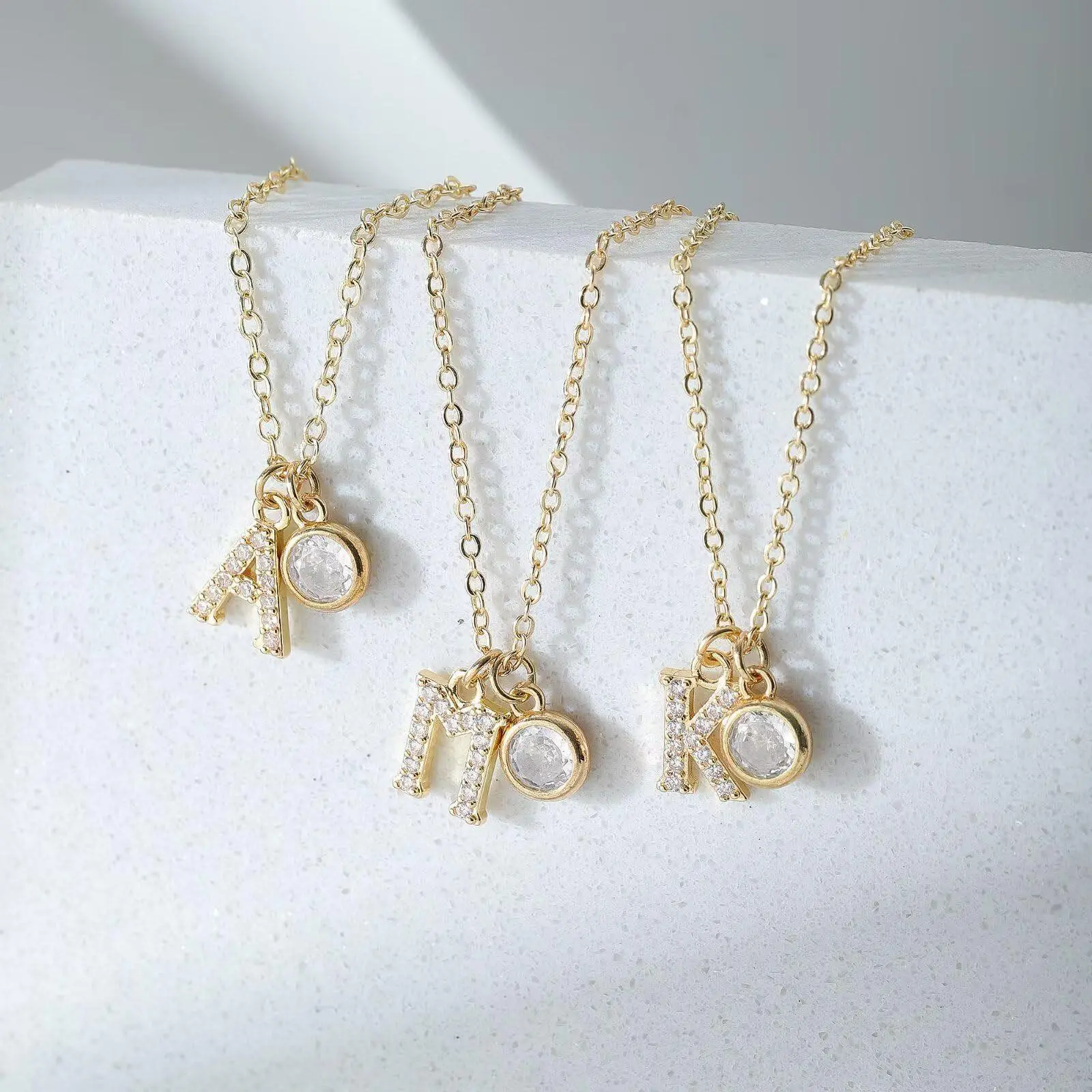 Personalized 14K Gold Plated Necklace for Women, Shiny Round Cubic Zirconia Pendant Letter A-Z Accessories Gold Alphabetical Initial Necklace Birthday Gifts Party Engagement Anniversary Jewelry