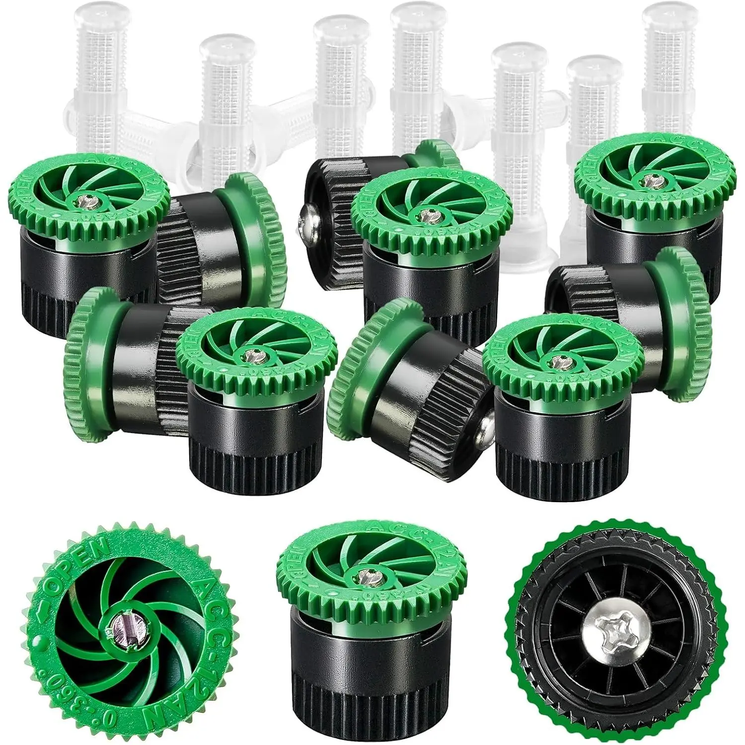 10 count Variable Arc Nozzle, Pop-up Sprinkler Heads  Compatible with  of 360  Adjustable Pop Up Sprinklers   for Garden Lawn Irrigation (12AN)