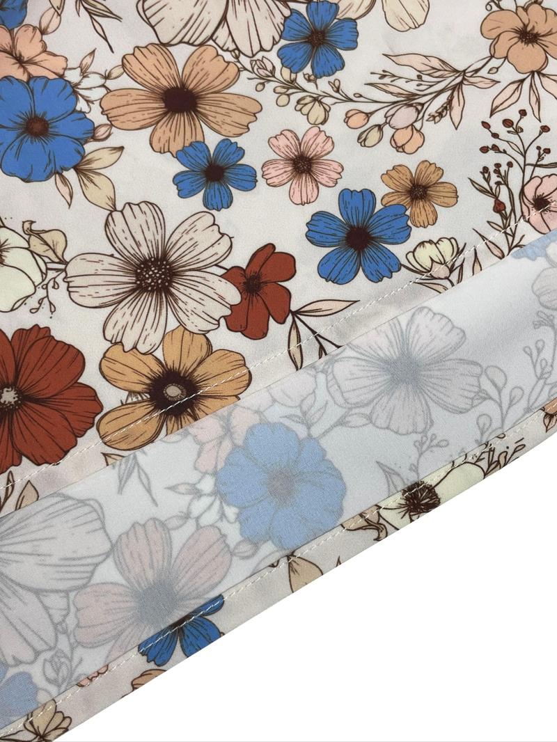 Women's Floral Print Tie Neck Flounce Sleeve Dress, Elegant Fashion Casual Dress for Daily Outdoor Wear, Women Dress for Spring Fall