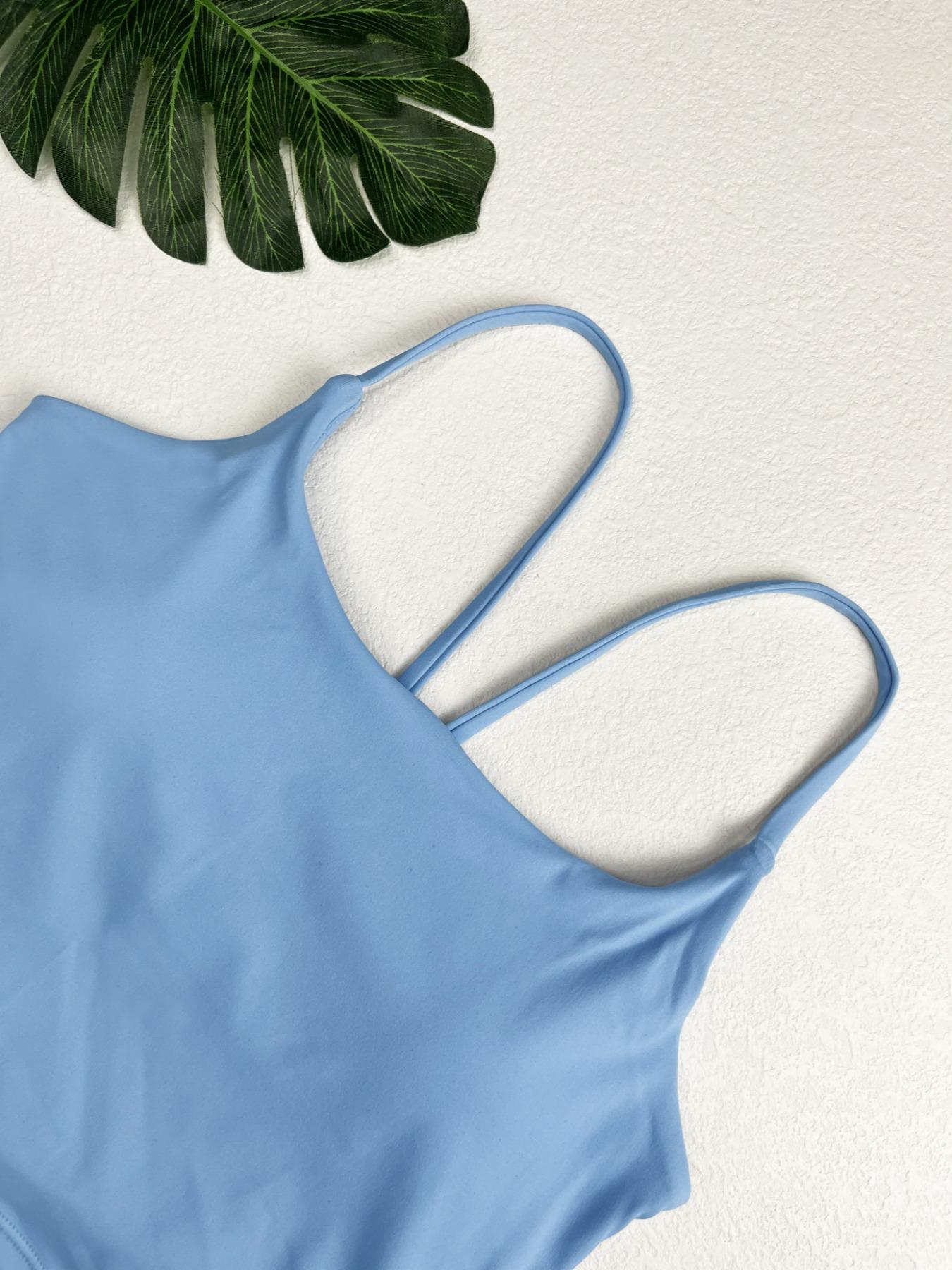 Women's Round Neck Backless Criss Cross Breathable Sports Bra Top, Fashionable Athletic Wear, Comfortable Fit, Ideal for Gym & Casual Use