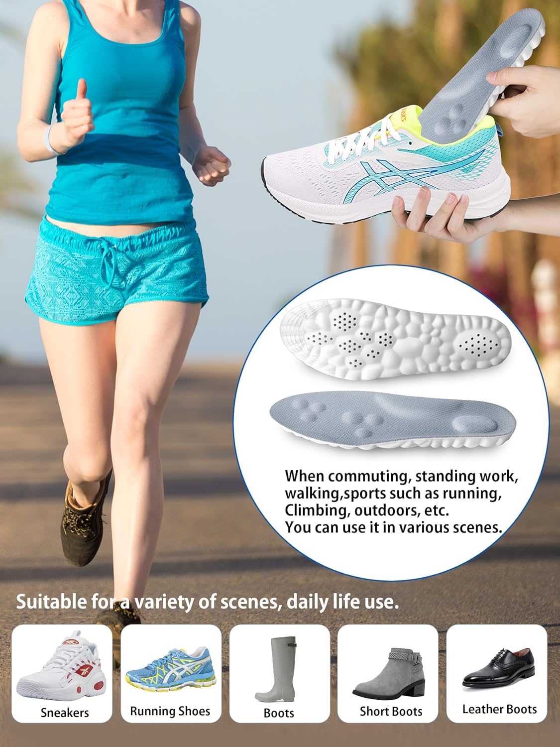 4D Insoles Cloud Technology Insole Super Soft, Ultra Comfort Insoles, 4D Sports Shoes Insoles, Height Insole for Men and Women