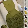 【Black Friday】Women's Solid Color Sleeveless Scoop-Neck Knit Bodycon Fringe Dress for Summer Vacations
