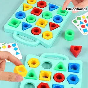 Shape Matching Board Game Suitable for Parent-Child Learning, Color & Recognition Toy with Interactive Challenge Activity for, Brain Development Training, Educational Tabletop Game for Schooling