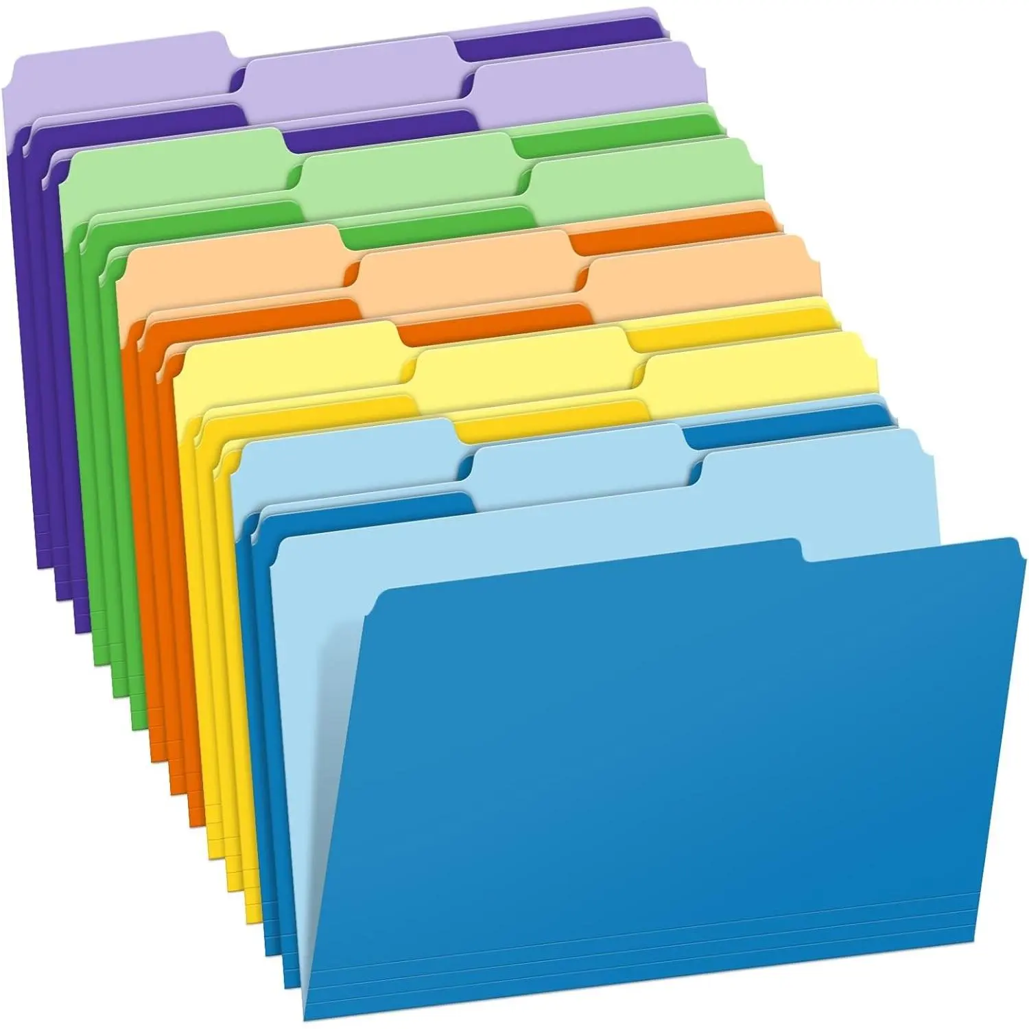 Two-Tone Color File Folders 15 Pack Letter Size Folders with 5 Assorted Colors 1/3-Cut Tabs School Office Supplies