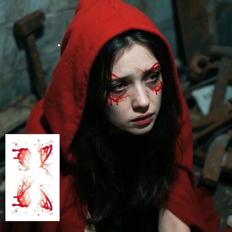 12 Sheets Halloween Party Waterproof Temporary Tattoos Stickers For Women 3D Reality Vampire Blood Scar Design Tattoo Stickers