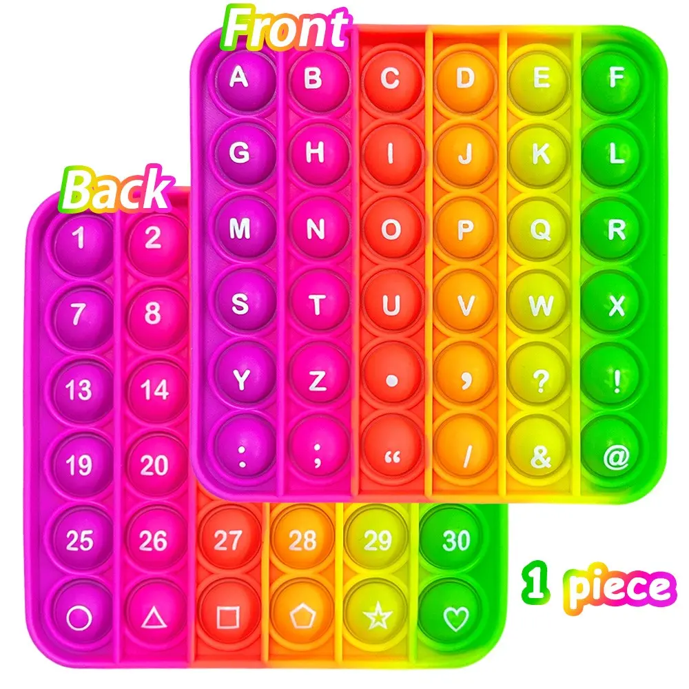 1pc Square Circle Front Letters Back Numbers Learning Toys, ABC Alphabet Chart Teaching Mat, Math Counting Skills Training Games, Math Learning Tools, Math Teaching Aid, Push Bubbles Sensory Educational Fidget Toy Manipulatives for Classroom Teachers Kids