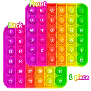 1pc Square Circle Front Letters Back Numbers Learning Toys, ABC Alphabet Chart Teaching Mat, Math Counting Skills Training Games, Math Learning Tools, Math Teaching Aid, Push Bubbles Sensory Educational Fidget Toy Manipulatives for Classroom Teachers Kids