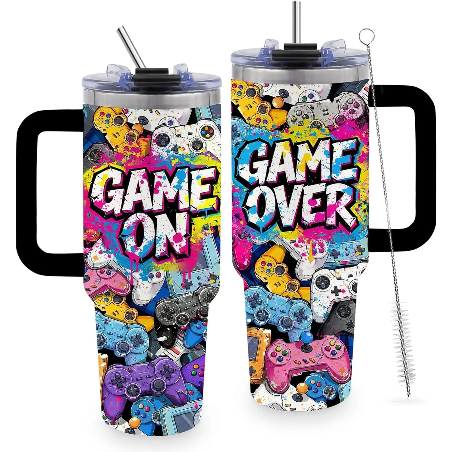 Gaming Gamer Gifts for Men, Video Game 40oz Tumbler with Handle, Gamings Gamepad Bottle for Adults, Birthday Gifts Gaming Mugs for Gamer Room Decor for Son, 1PCS