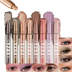 8 PCS Waterproof Eyeshadow Stick Set, Creamy Long-Lasting Multi-Color Eyeshadow Pen, 2-in-1 Natural & Shimmer Shades Contour Stick, Eye Makeup Kit for Women, Perfect Gift,