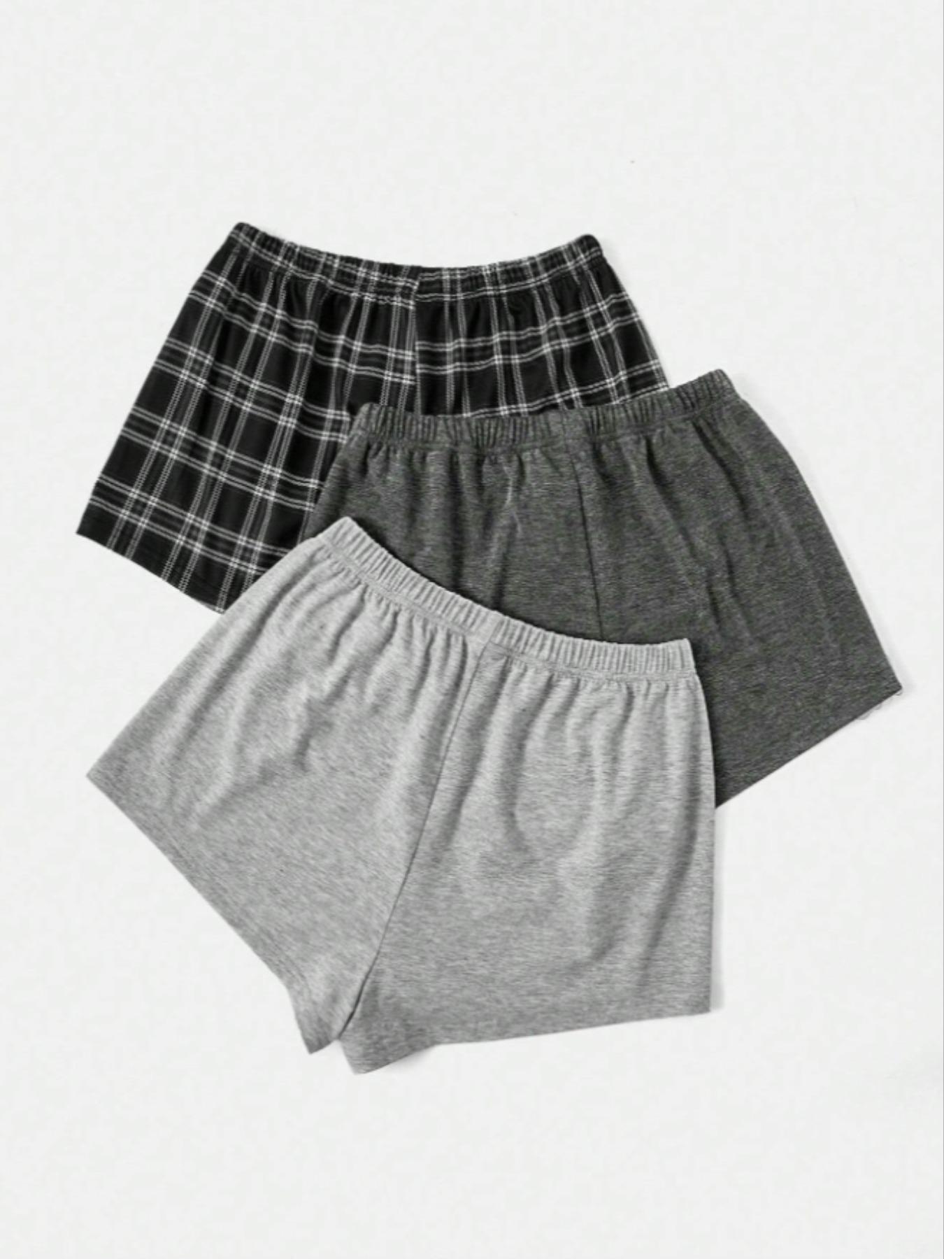 Women's 3pcs Elastic Waist Sleep Shorts, Casual Comfy Pajama Drawstring Waist Sleeping Shorts for Daily Indoor Wear, Women's PJ Bottoms for All Seasons, Summer Outfits 2024