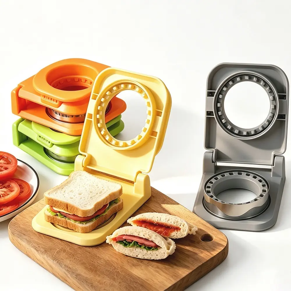 2 Pcs Uncrustables Sandwich Cutter and Sealer Press Down Crustless Sandwich Cutter, Spring-Assisted&Auto Release, Uncrustables Sandwich Maker for DIY Breakfast Lunch Picnic