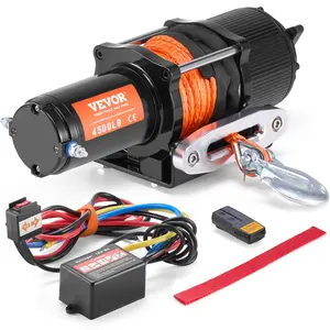 VEVOR Electric Winch, 4500 lb Line Pull Capacity, 12V DC ATV/UTV Winch with 1/4 inx 39 ft 12 Strands Synthetic Rope Aluminum Fairlead Wireless Wired Remote Control, IP55 Waterproof for UTV ATV