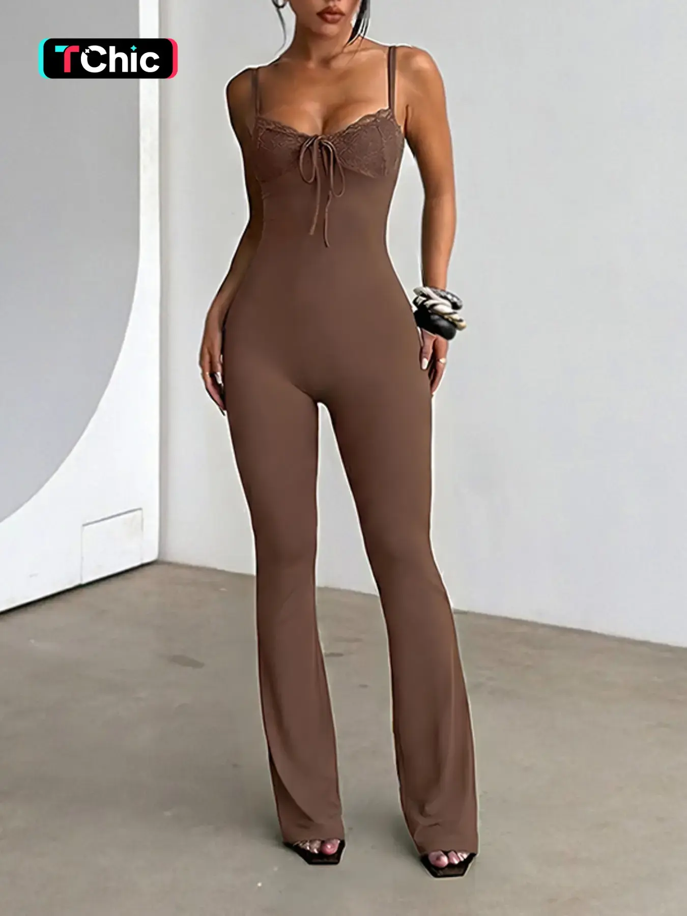 Women's Solid Color Sleeveless Jumpsuit, Casual Comfy Tight-fitting Jumpsuit for Summer, Fashion Women's Clothing for Everyday Wear, High Stretch Playsuit
