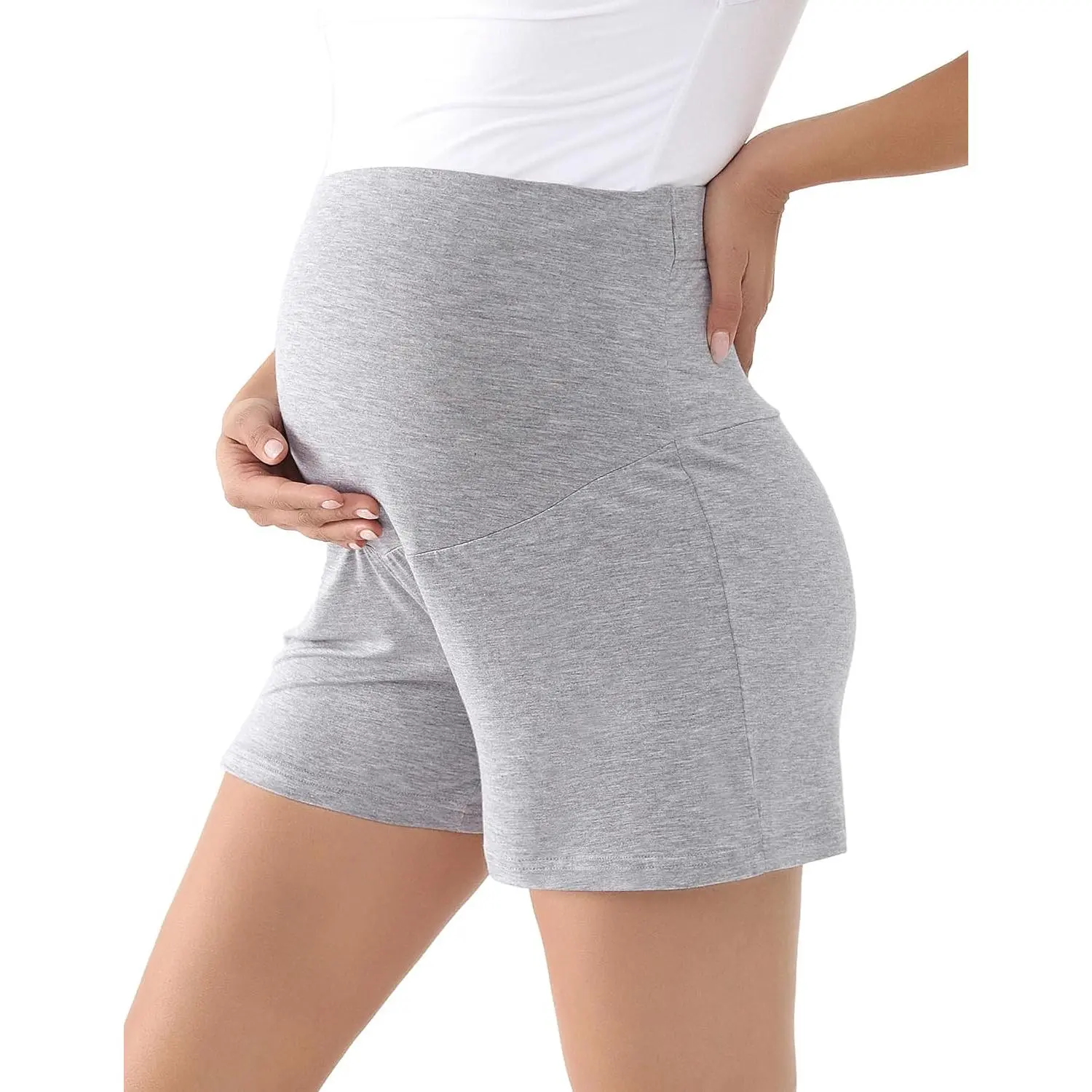 Women's Maternity Bamboo Viscose Pajama Shorts - Comfortable Cut, Safe Materials, Simple Look, Solid Colors, Stretchy Fit, Soft, Stretchy Maternity Lounge Clothes