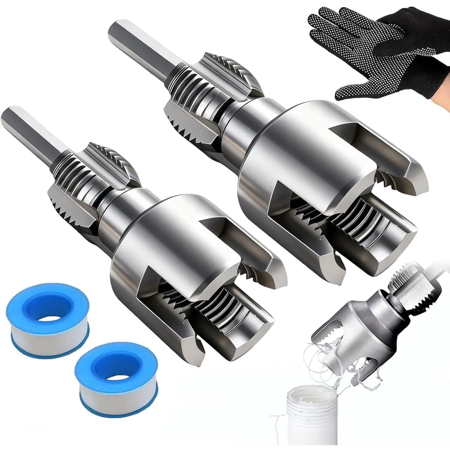 2PCS Dual-Use Internal & External Integrated Pipe Threading Tool for Inches Pipe Thread Processing