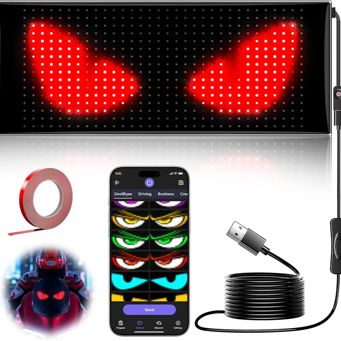 LED Soft Screen Smart Display, APP Control Text Pattern Animation, Ideal for Motorcycle Car Office Game Room Decoration
