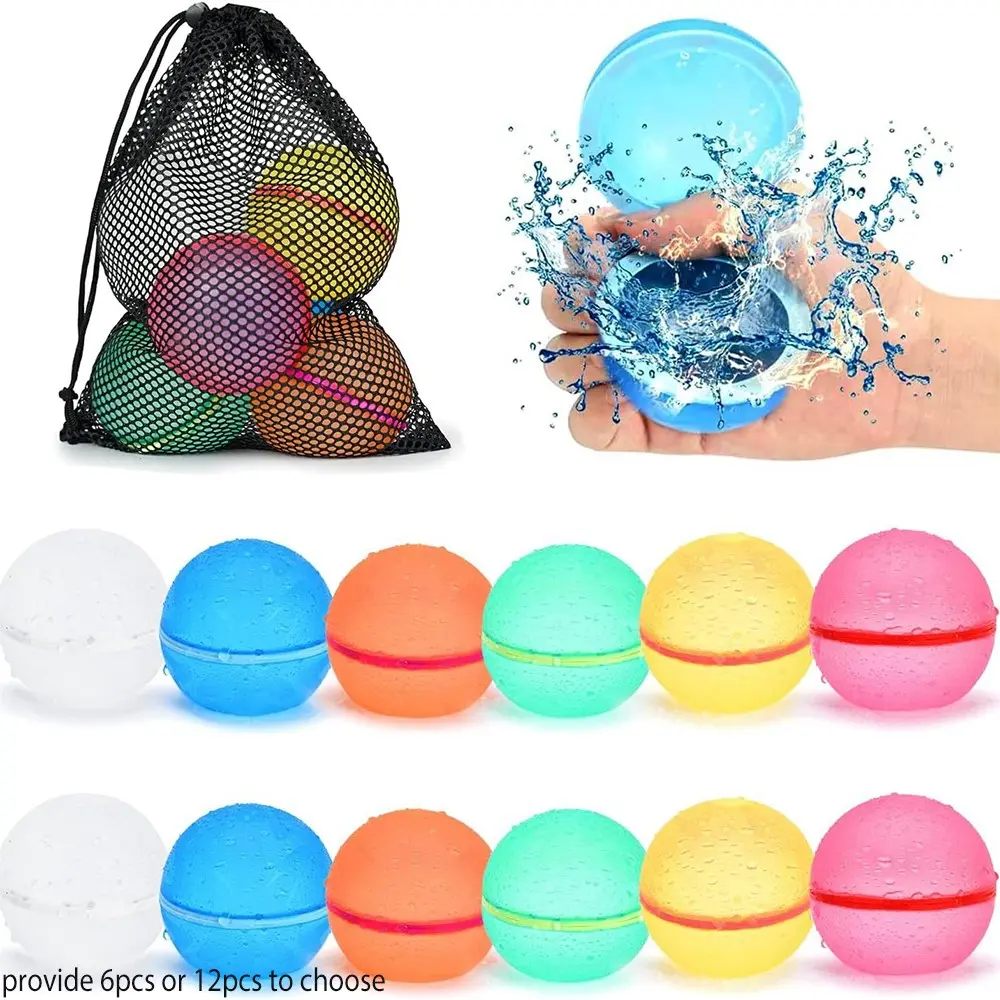 Reusable Water Balloons Magnetic Refillable Water Bomb Balloons Quick Fill Self-Sealing Water Splash Ball with Portable Mesh Bag for Summer Outdoor Play Pool Party Backyard Fun Water Toys
