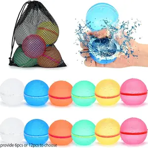 Reusable Water Balloons Magnetic Refillable Water Bomb Balloons Quick Fill Self-Sealing Water Splash Ball with Portable Mesh Bag for Summer Outdoor Play Pool Party Backyard Fun Water Toys