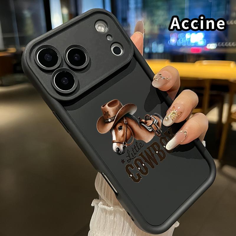 Compatible with  iPhone 17 Pro Max 16 Plus 15 14 13 12 11 XR Air E Case Horse in Cowboy Hat Pattern Soft Non Slip Rugged Durable Smartphone Cover for Boy