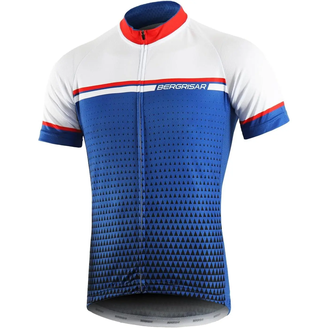 BERGRISAR Men's Short-Sleeve Performance Cycling Jersey, Breathable Biking Shirt with Hidden Zipper and Rear Pockets, Bike Jersey