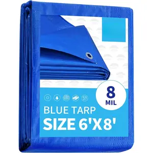 Tarp, UV Resistant, Durable, Multipurpose Waterproof Poly Tarp Cover with Metal Grommets and Reinforced Edges